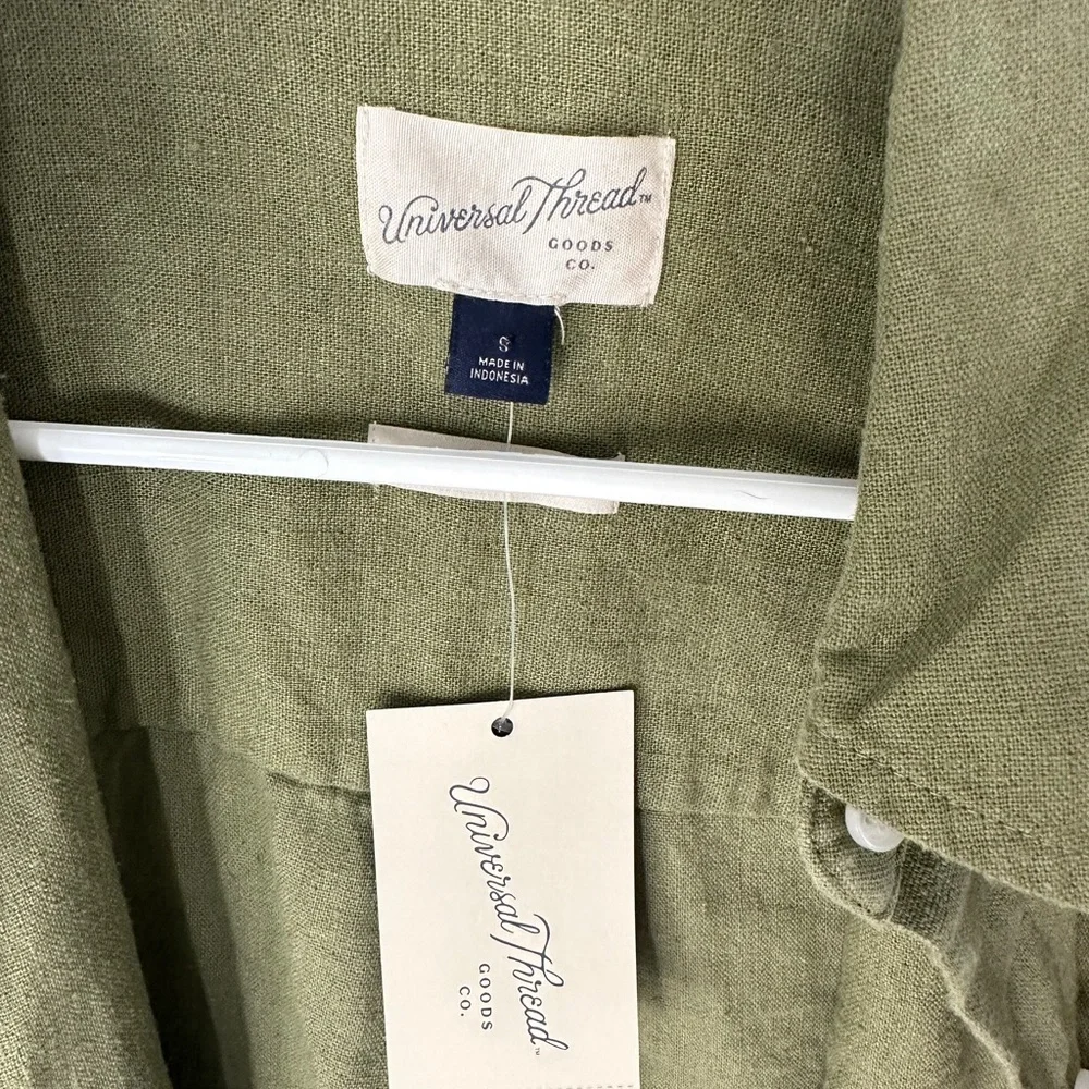 Olive Green Women's Button Down Shirt Relaxed Fit - Picture 6 of 6
